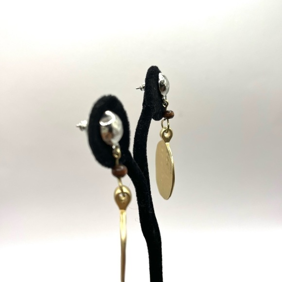 Chico’s Dangle Coin Earrings Mixed Metals Pierced stud earrings Long - Picture 7 of 10